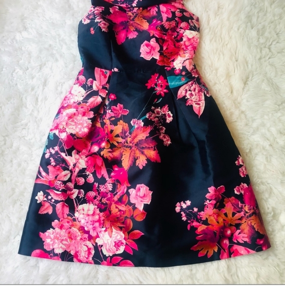 RSVP by Talbots sz 14 fall floral print navy pink lined dress with pockets - Picture 5 of 12